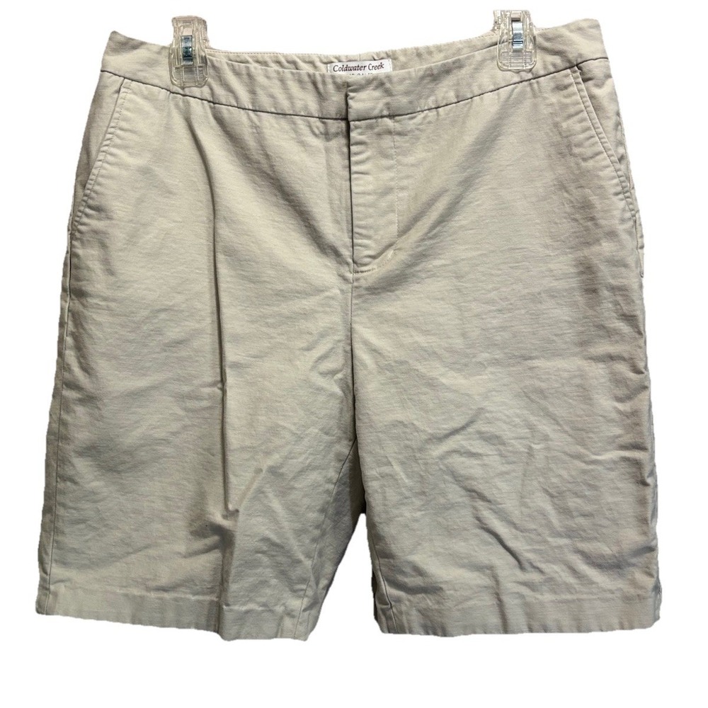 Coldwater Creek Natural‎ Fit Khaki Short Size 12 Pockets Zip Mid Rise Beige
